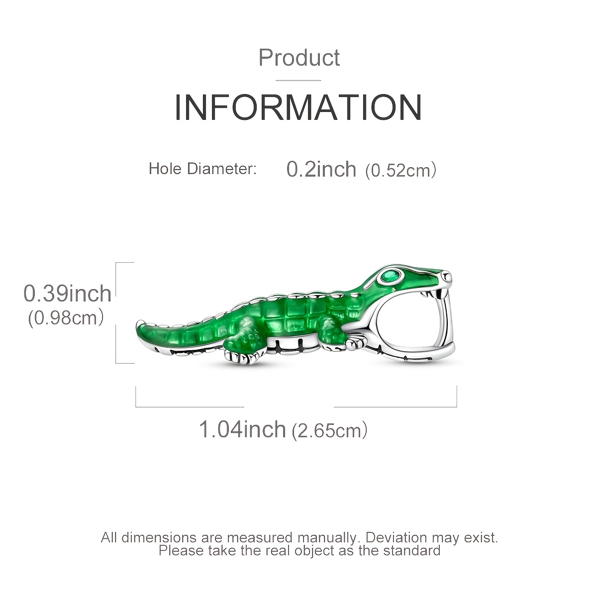 Silver Plated Crocodile Bead for Bracelet and Necklace